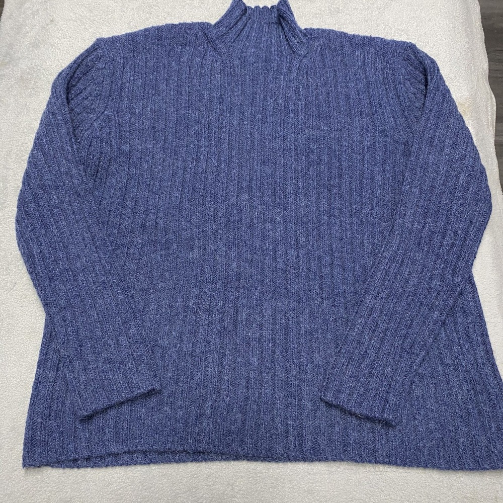 Lauren Ralph Lauren Sweater Womens XL‎ Blue Wool Alpaca Ribbed Knit Vintage
